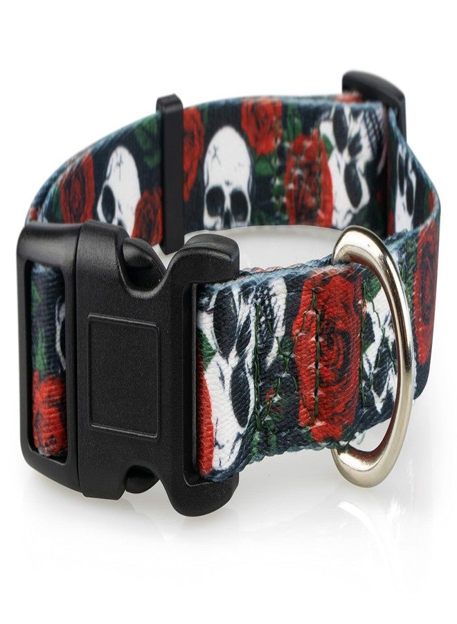 Limeloot Skulls and Roses Dog Collar for Medium Dogs, Boy or Girl Dog Collar with Flowers and Skulls, Medium - Image 3